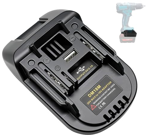 DM18M for Dewalt Battery Adapter for Makita 18V Power Tool with USB Port | Converts for Milwaukee M18 18V & for Dewalt 20V MAX Lithium Batteries to Work With Makita 18V Cordless Tools