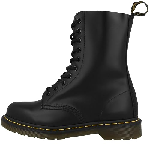 Dr. Martens Unisex 1490 Smooth Leather Mid Calf Boots, Black Smooth, 7 US Women/6 US Men