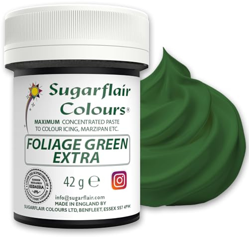 Sugarflair Foliage Green Extra Food Colouring Paste 42g - Maximum Concentrated Paste Food Dye for Cake Decorating, Fondant, Buttercream, Cake Batter and More - Vegan, Kosher, Bake-Stable