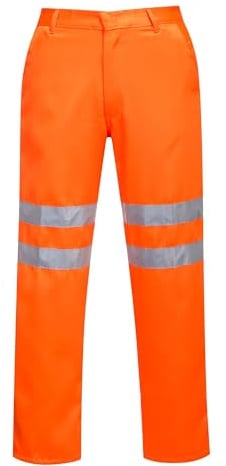 Portwest RT45 Warnschutz-Hose Polyester-Baumwolle Reflektierend 3 Taschen | Orange, 2XL, EN ISO 20471 Klasse 2, UPF 40+, Eingearbeitete Gesäßtasche, Reißverschluss, Strapazierfähig, Schmutzabweisend