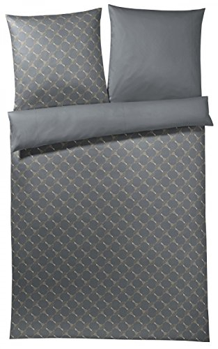 Joop, Mako-Satin-Bettwäsche, Kornblumen-Muster mit nuancierten Farben 135x200 + 1x 80x80 grau