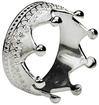 SILBERMOOS Damen Ring Kronenring mit Ornamentlötung Krone Krönchen Silberring 925 Sterling Silber, Größe:58