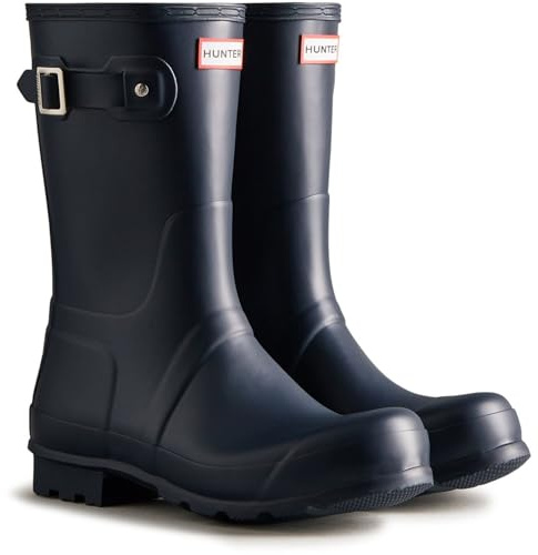 Hunter Mens Navy Original Short Wellington Boots-UK 8