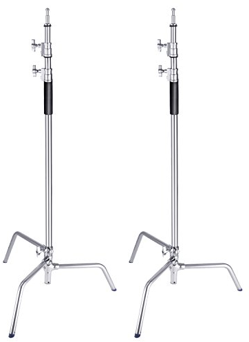 Neewer 2 Packs Stainless Steel Heavy Duty C-Stand, 5-10 feet/1.5-3 meters Adjustable Photographic Sturdy Tripod for Reflectors, Softboxes, Monolights, Umbrellas