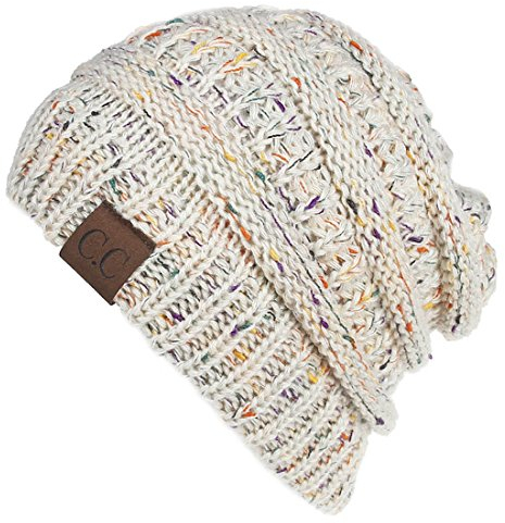 Yixda Unisex Wintermütze Messy High Bun Pferdeschwanz Slouch Beanie Mütze, Beige, Einheitsgröße