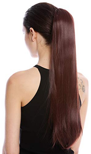 WIG ME UP - YZF-1094S-33 Haarteil Zopf Pferdeschwanz Steckkamm und Band/Bändchen 63 cm lang glatt Mahagoni