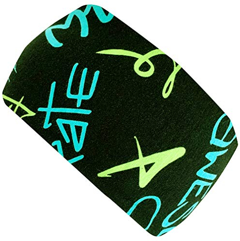 Wollhuhn ÖKO Kinder/Jungen/Mädchen Cooles Elastisches Stirnband/Haarband Bequem Zweilagig Jersey Oder Fleece Viele Motive 21215152 (Cool Music Schwarz/Blau/Grün)