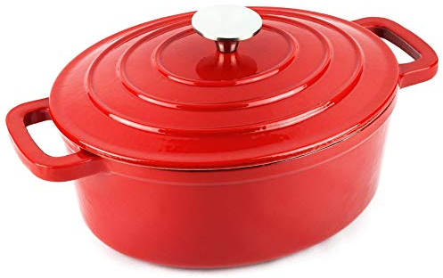 MGF Ferro - Mini Olla Roja 10cm, Hierro Fundido, Óptima Retención, Reparto del Calor, Especial Inducción, Apto Para Horno, Libre PFOA y PTFE
