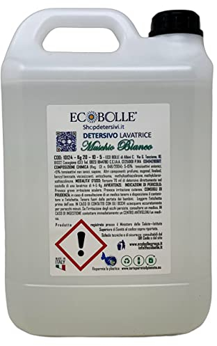 ECOBOLLE Detersivo per Lavatrice Muschio Bianco, Super Profumato Concentrato (5KG)