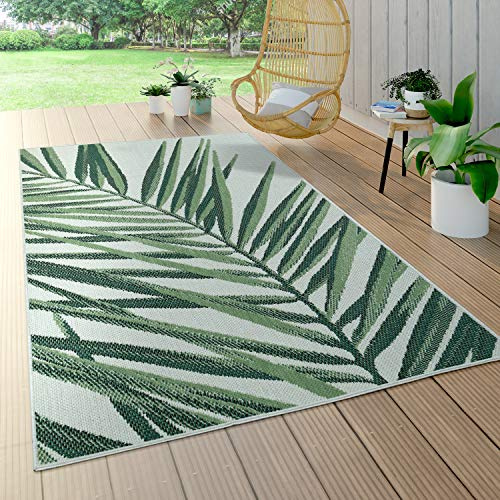 Paco Home In- & Outdoor Teppich Balkon Terrasse Küchenteppich Gartenteppich Modern, Grösse:150 cm Quadrat, Farbe:Grün 5