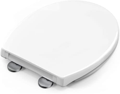 STOREMIC Toilet Seat Soft Close, Toilet Seats with Quick Release, Simple Top and Bottom Fixing, Sturdy Anti-Bacterial PP Materials Toilet Lid with Stainless Adjustable Hinges, O Shape Loo Seat White