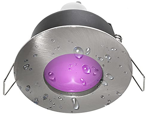 Planetitaly Faretto incasso cromoterapia IP65 LED 6W GU10 box doccia lampada RGB 3000K 6000K luce multicolore 230V (Colore Silver Spazzolato, Luce RGBW+3000K)