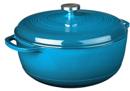 Lodge Schmortopf aus emailliertem Gusseisen mit Deckel, Doppelgriffe, ofenfest bis 260 °C oder auf dem Herd, zum Marinieren, Kochen, Backen, Kühlen und Servieren, Blau