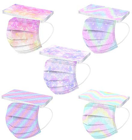 Lulupi Erwachsene Mundschutz Einweg Mund Nasenschutz Bunt Einmal Mundschutzmaske Multifunktionstuch Gedruckt Schöner Aquarelle Motiv MNS Maske Tücher Halstuch Staubdicht Atmungsaktive Bandana Schals