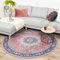FRAAI | Home & Living Teppich Vintage Rund - Lily Medaillon Rot Rosa - Baumwolle, Polyester - Flachgewebe - Vintage - Wohnzimmer, Esszimmer, Schlafzimmer - Carpet