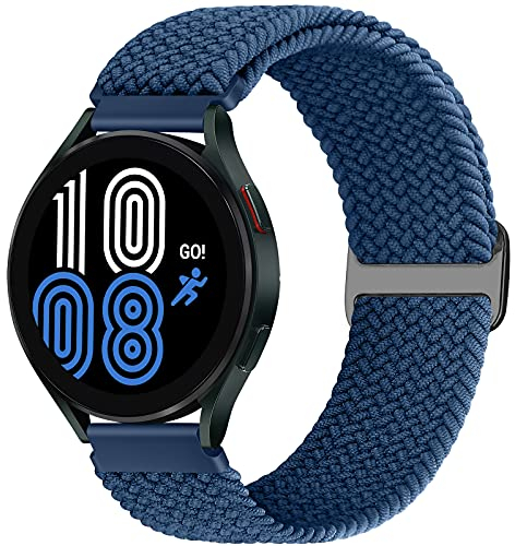 Runostrich 22mm Nylon Geflochtene Elastische Solo Loop Armband Kompatibel mit Samsung Galaxy Watch 3 45 mm/Galaxy Watch 46 mm/Gear S3 Frontier/Classic/Garmin Venu 3/Venu 2/Vivoactive 4 Damen Herren