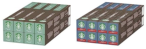 STARBUCKS Descafeinado Espresso Roast de Nespresso Cápsulas de Café de Tostado Intenso 8 x Tubo de 10 Unidades & Pike Place Roast de Nespresso Cápsulas de Café de Tostado Medio 8 x Tubo de 10 Unidades