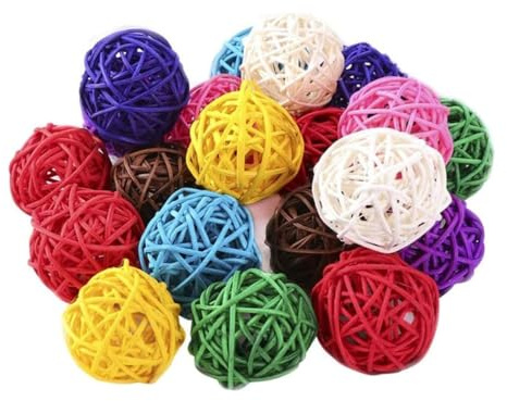 LATRAT 20 Stücke Rattankugeln Deko Rattan Dekokugeln Kugeln Hochzeit 5 cm, Weihnachtsanhänger Handwerkliche DIY Hochzeit Tischdeko Party Hängedeko Weihnachten Dekoration, Zufällige Farbe