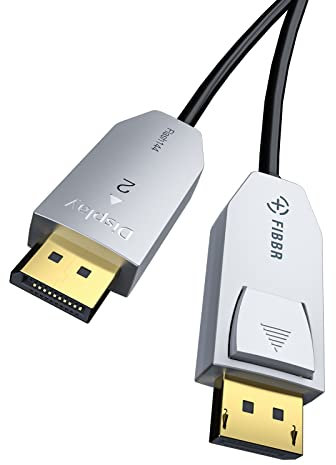 FIBBR 8K DisplayPort 1.4 Fiber Optic Cable, DP to DP Cable 8K@60Hz 4K@144Hz 2K@240Hz 32.4Gbps Freesync for Gaming Monitor Graphics Card Laptop TV (10M)