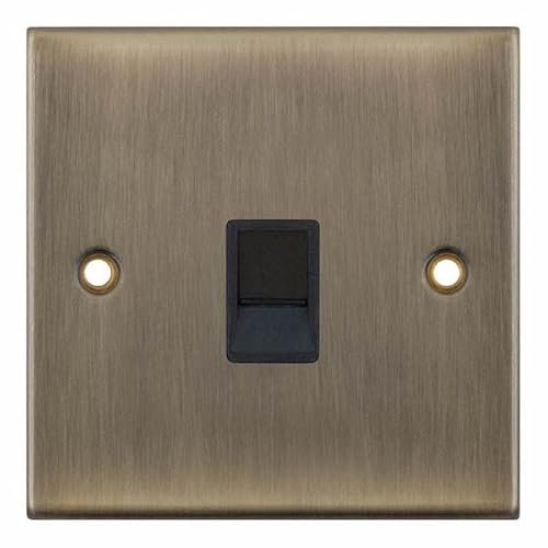 Selectric 5M Antique Brass 1 Gang RJ45 Data Socket with Black Insert