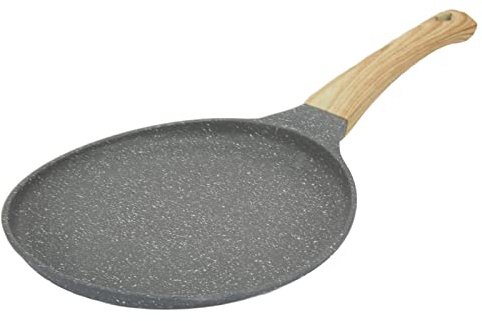 Crêpe-Pfanne, Dosa-Pfanne mit Antihaftbeschichtung aus Aluminiumlegierung, Tortillapfanne, Pfannkuchenpfanne mit Holzgriff für Gasherd, Induktionsherd(20cm/7.84in)