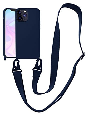 VooDirop Compatible with iPhone 13 Pro Case, Crossbody Phone Case with Strap Neck Lanyard Adjustable, Shockproof Drop Protection Silicone Phone Cover for iPhone 13 Pro, 6.1’’ Navy Blue