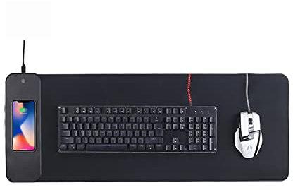COOSKIN Tapis de souris de chargement sans fil RVB, grand tapis de souris de jeu avec chargement sans fil, 7 modes d'éclairage statique et 3 modes dynamiques