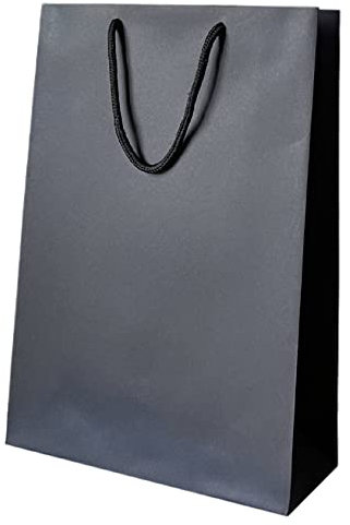 Thepaperbagstore 10 Schwarze Mittelhohe Matt Luxus-Boutique-Papiertüten für Geschenke oder als Tragetaschen mit Seilgriffen - 250x100x360mm
