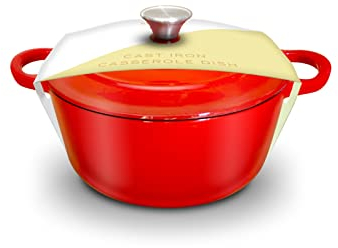 Silk Route Home Cocotte en fonte émaillée avec couvercle Rouge 22 cm Capacité 3 l