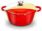 Silk Route Home Casserole Dish Cast Iron Enamelled with Lid - 3 Litre Capacity (3L / 101 FL.OZ) (Red)