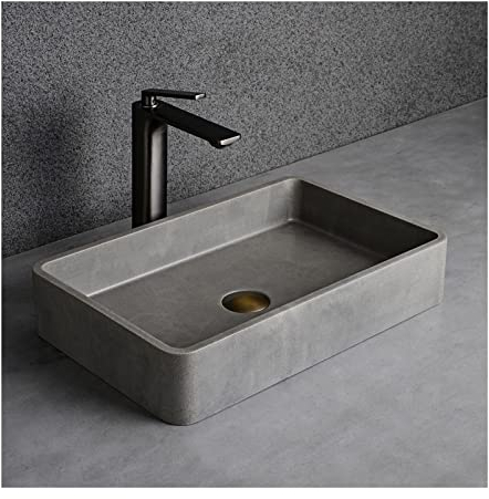 SUNESA Waschbecken Handwaschbecken 19,7 x 12,8 rechteckiges Waschbecken aus Beton über der Theke, Mattes Aufsatzwaschbecken for Schrank, Toilette Aufsatzwaschbecken (Color : Grigio)