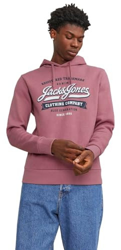 JACK & JONES Jjelogo Sweat Hood 2 col 23/24 Noos Felpa con Cappuccio, Mesa Rose, S Uomo