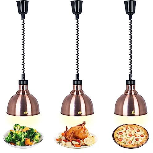 Lampada Riscaldante per Alimenti, Lampade Scaldavivande Cucina, Lampade Riscaldanti per Cucina a Buffet Regolabile 60-180 cm per Ristoranti, Cucine, Hotel (Rame Rosso,3 Pezzi)