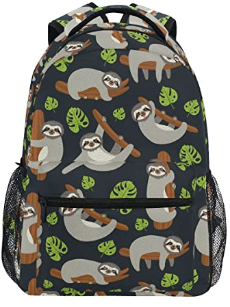 XVBCDFG Kinderrucksack, Schultasche, Faultier auf Zweig, großes Fassungsvermögen, Schüler, Büchertasche, Rucksack, Rucksack für Jungen, Mädchen, Erwachsene, Teenager