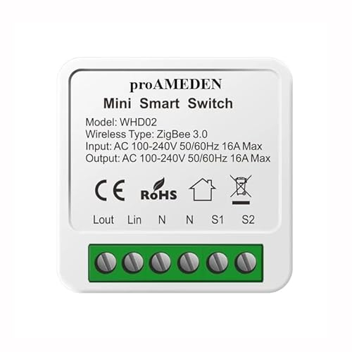 proAMEDEN ZigBee 3.0 Smart Switch 16A Mini Smart Switch WiFi Switch Modul Kompatibel mit Alexa und Google Home Assistant (ZigBee, 1/un)