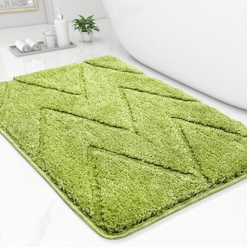 homantic Grasgrüne Badezimmerteppich – grüne Badematten für Badezimmer, rutschfest Badteppich, Badezimmer-Dekor, wasserabsorbierend, für Waschbecken, Badewanne, Badteppiche grün, 50 x 80 cm