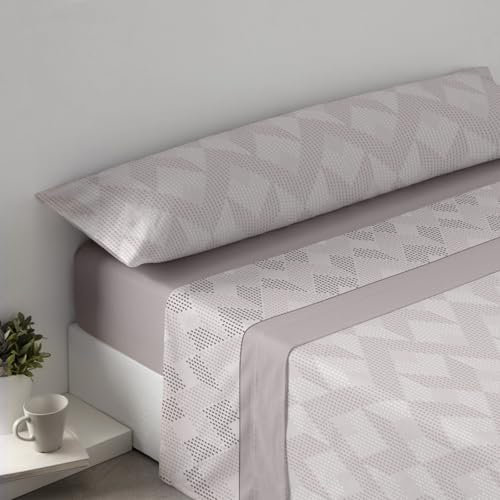 HOME MERCURY- Juego de Sábanas Térmicas para Invierno, Extra Suave y Ajustables, Juego Polar Pirineo de 3 Piezas Incluye Bajera Ajustable, Encimera y Funda Almohada. (Cama 150, Puntos Neutro)