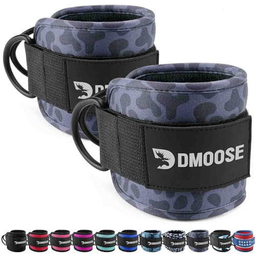 DMoose Fitness Ankle Straps for Cable Machines-One Size Fit with Premium Padding, Glute Kickback Ankle Strap for Women & Men, Cable Attachments for Gym, Booty Workouts, Leg Extension & Hip Abductors