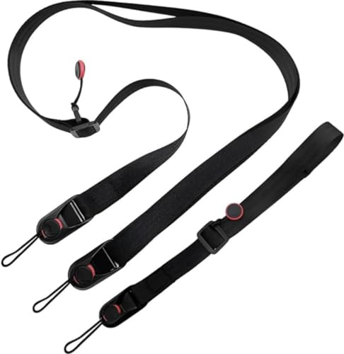 2 Pièces Universel Reflex Numérique DSLR Caméra Sangle de Transport Dragonne Ajustable Sangle à Dégagement Libération Rapide pour Appareil Photo Reflex Numérique (1 Dragonne + 1 Sangle de Cou)