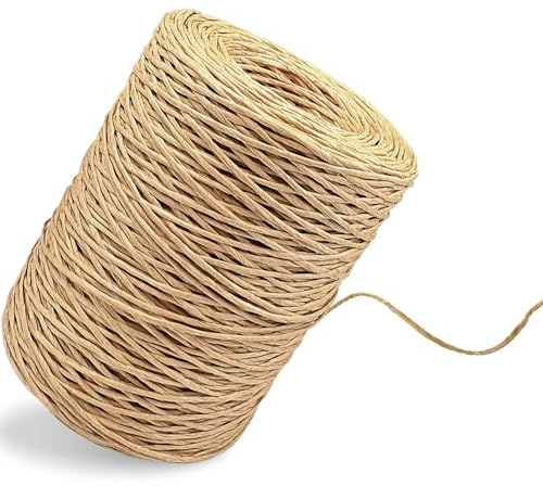 200M Filo di Carta, Filo di Carta Naturale, Filo di Ferro Carta Adatto per Bouquet Nuziali, Confezioni Regalo, Composizioni Floreali, Progetti Artistici Artigianali (Spessore 2mm)