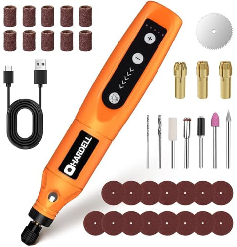 HARDELL Mini Cordless Rotary Tool 3.7V, 5-Speed and USB Charging with 36 Accessories, Multi-Purpose Power Rotary Tool Kit for Sanding, Polishing, Drilling, Carving, Engraving, DIY Crafts
