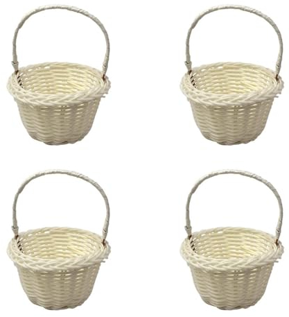 4 Stück -Webkörbe, Hochzeits-Blumenkorb, 8X 5 Cm Körbe Für Blumenmädchen Blumenmädchen Körbe Geflochtene Blumen Handkörbe Handgeflochtener Blumenkorb Blumenkinder Blumen Streukorb Streuen