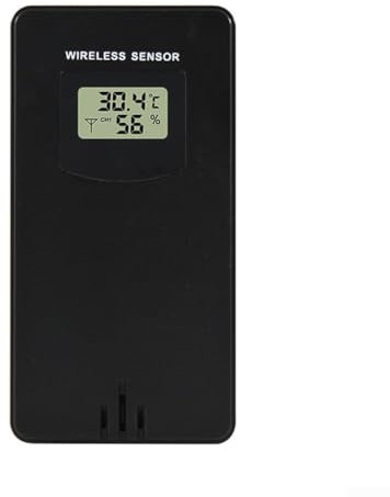 Kabelloser Temperatur- und Feuchtigkeitssensor für Fanju Wetterstation Echtzeitmessungen (schwarz)