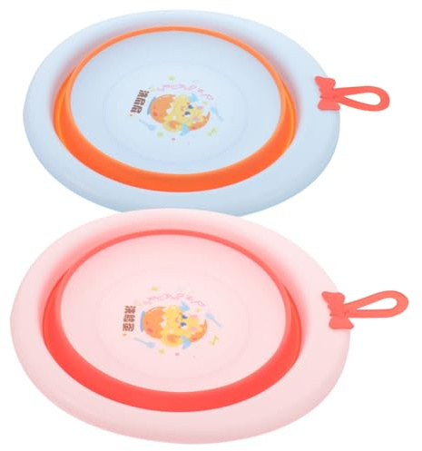 Faltbares Babybecken 2 Stück mit Gesichtsmotiv aus PP für Neugeborene | Cartoon Design, Portable Waschschüssel für Sink Side Washing, Einfache Aufbewahrung Zufälliger Stil