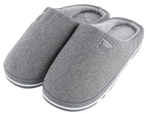 Amexo Pantofole da Casa Comode Unisex, Ciabatte Invernali Pantofole in Memory Foam, Pantofole di Peluche Morbide (Grigio, Adulto, Uomo, 44, Numero (range), Sistema Taglie Calzature EU, 45, Media)