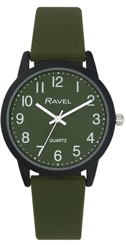 Ravel - Silikon-Damen-Armbanduhr Sommer in Schwarz (30mm Uhrengehäuse) - Analog Quarz - R1813.21 - Königliches Grün