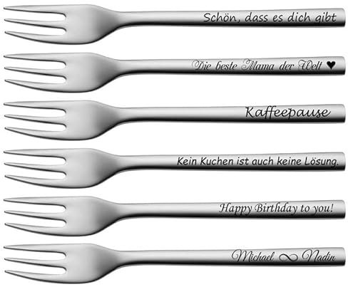 WMF Nuova Kuchengabel mit Gravur nach Wunsch Edelstahl 16 cm Kuchen Gabel (2)