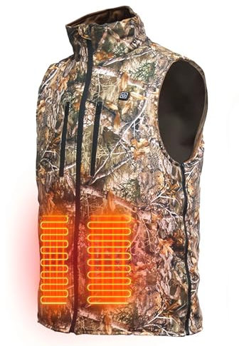 FYRTA Beheizte Weste, Camo Jagdweste Jagd Sicherheit leichte Weste, Elektrische USB Beheizte Jacke für Herren mit 3 Temperaturstufen 5 Heizzone, Winter Warme Heizweste,camo,M