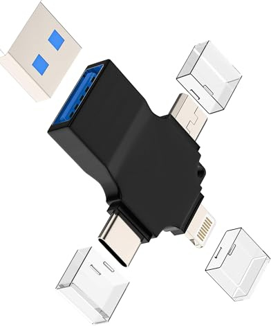 Adattatore C Lightning a USB-A (3 in 1) per iPhone 16, 15, 14 e chiavetta OTG tipo C