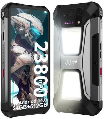 8849 Tank 2 Pro Movil Resistente, Android 14 Teléfono Móvil Irrompible con Proyector, 24GB RAM+512GB ROM 6.79'' Smartphone 4G Movil Todoterreno 23800mAh, 100MP Cámara Principal/Camping Light/OTG/GPS